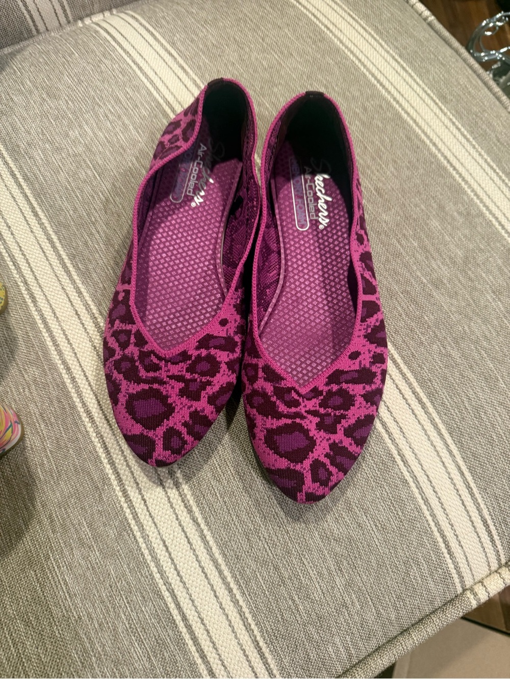 Skechers Brand Women's Pink Leopard Knit Ballet Flats